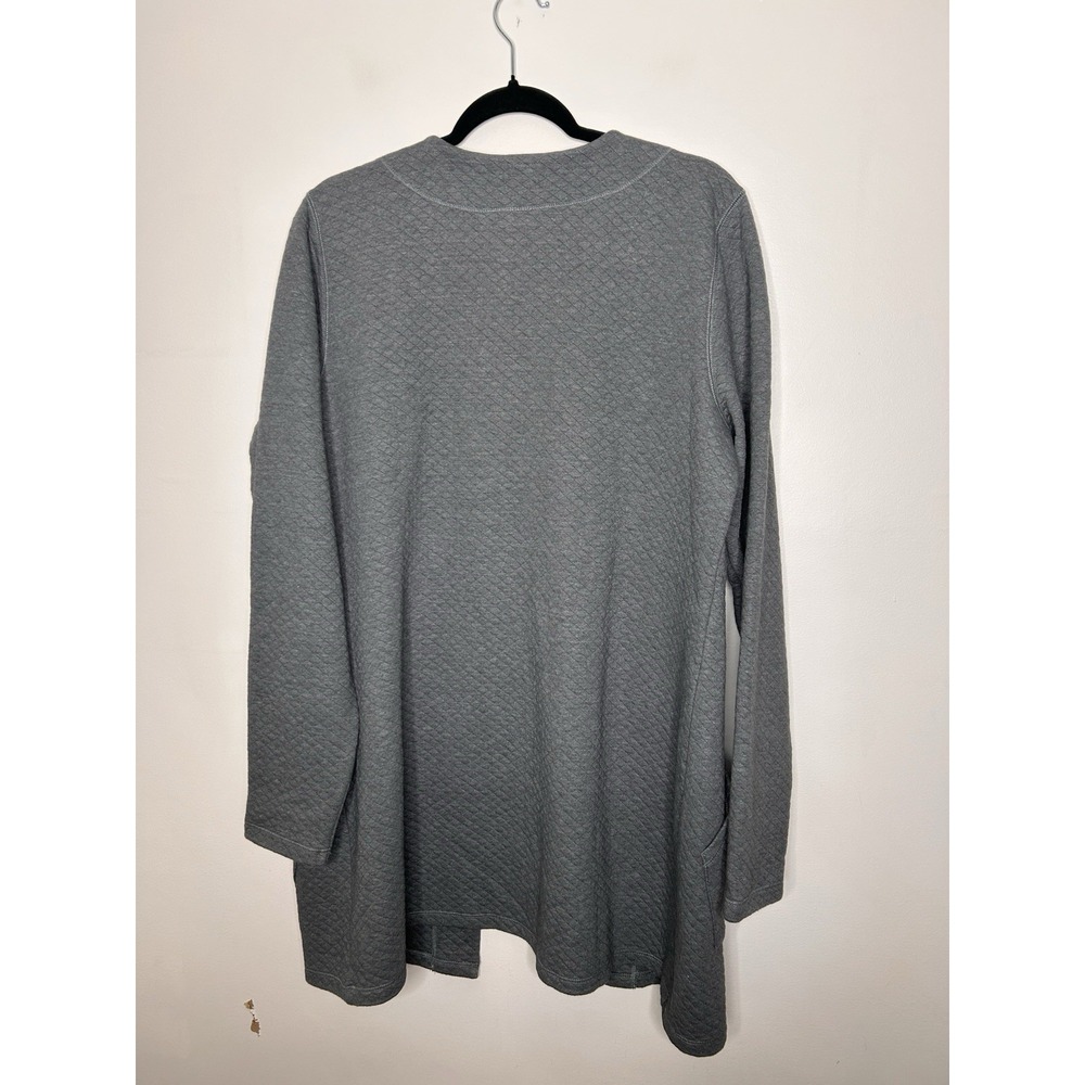 L.L. Bean Gray Textured Open Front Cardigan Jacket Cotton Blend Size Large New - Picture 6 of 9